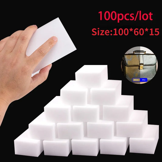 Magic Eraser Sponge Set – 100 Pcs for Easy Deep Cleaning