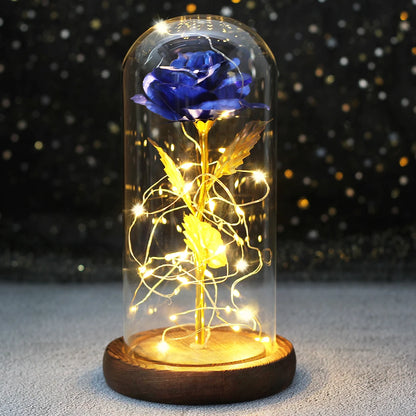Galaxy Rose with Fairy Lights in Dome – Perfect Gift