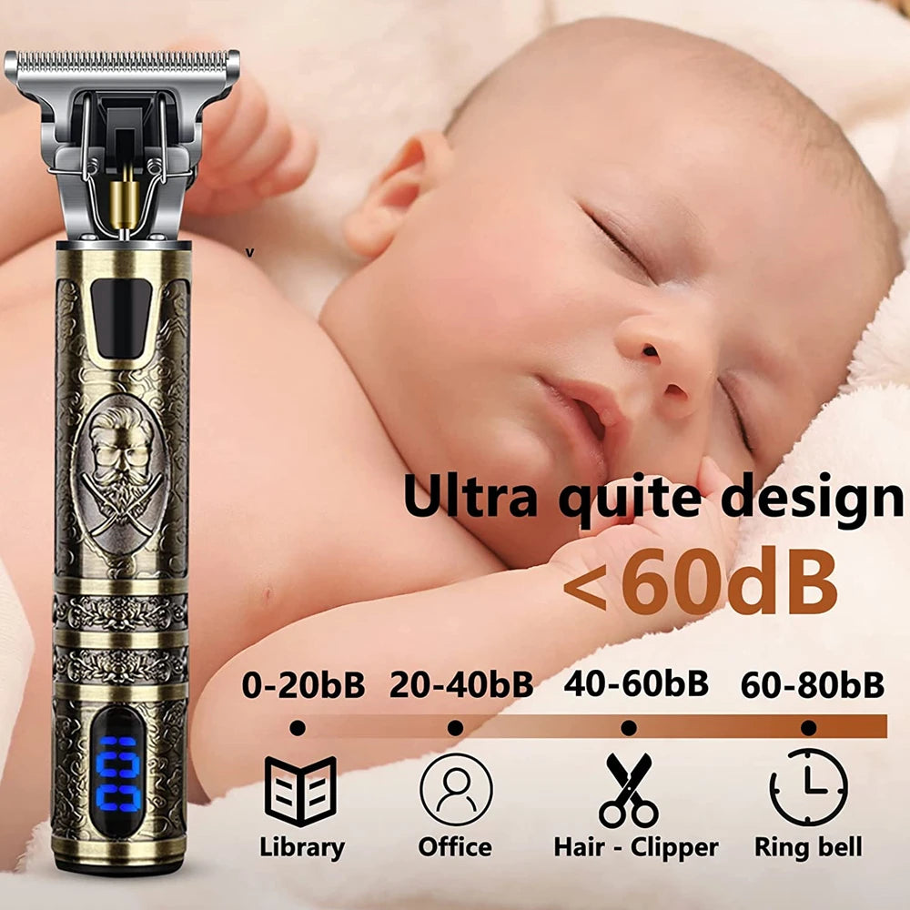 T9 Vintage Electric Hair Trimmer for Men – Rechargeable & Stylish
