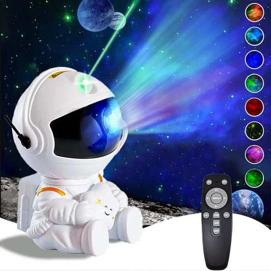 Astronaut Star Projector Night Light – USB Rechargeable & Remote Control