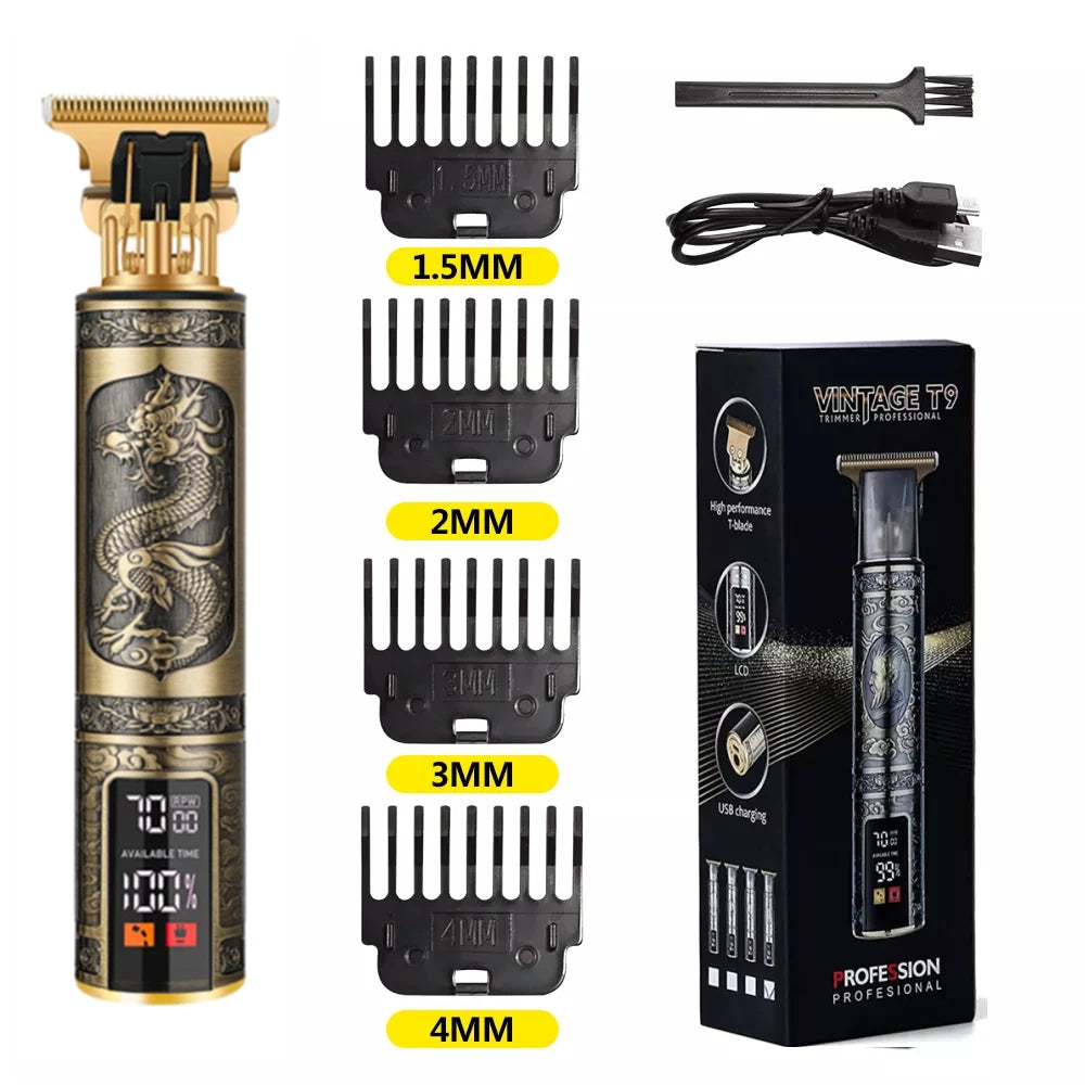 T9 Vintage Electric Hair Trimmer for Men – Rechargeable & Stylish