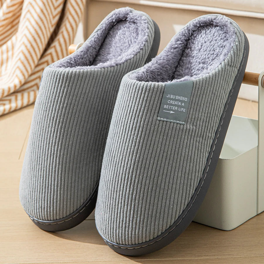 Non-Slip Plush Slippers, Warm for Winter