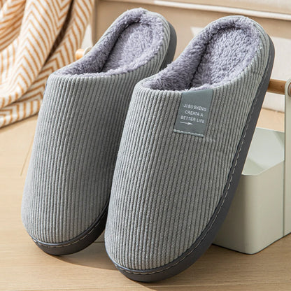 Non-Slip Plush Slippers, Warm for Winter