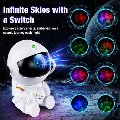 Astronaut Star Projector Night Light – USB Rechargeable & Remote Control