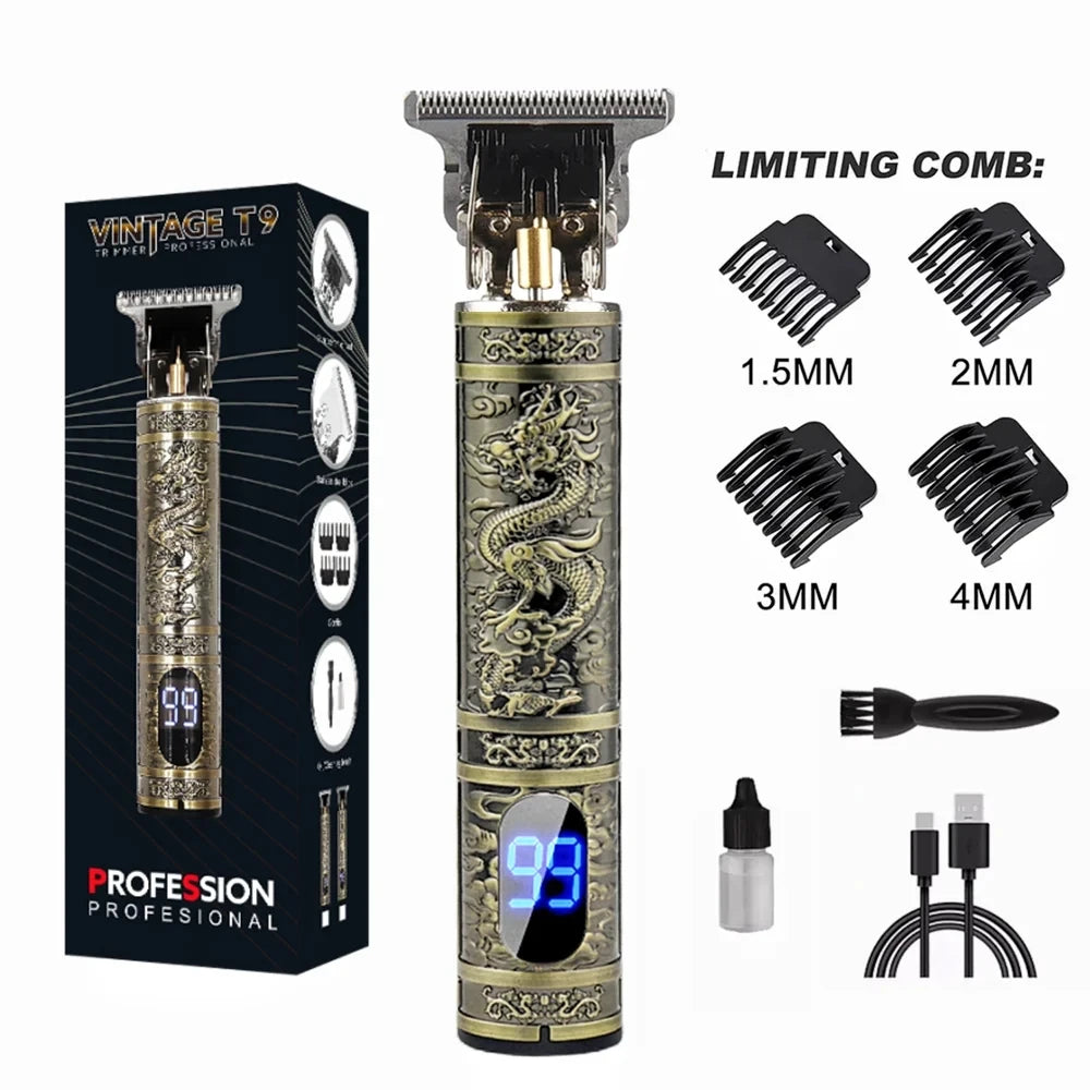 T9 Vintage Electric Hair Trimmer for Men – Rechargeable & Stylish
