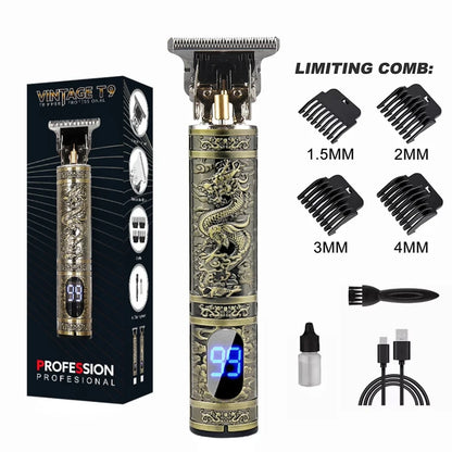 T9 Vintage Electric Hair Trimmer for Men – Rechargeable & Stylish