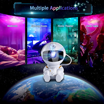 Astronaut Star Projector Night Light – USB Rechargeable & Remote Control