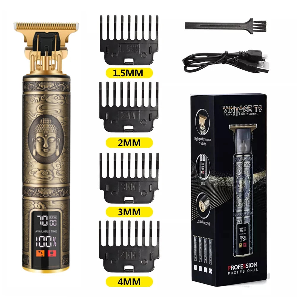 T9 Vintage Electric Hair Trimmer for Men – Rechargeable & Stylish