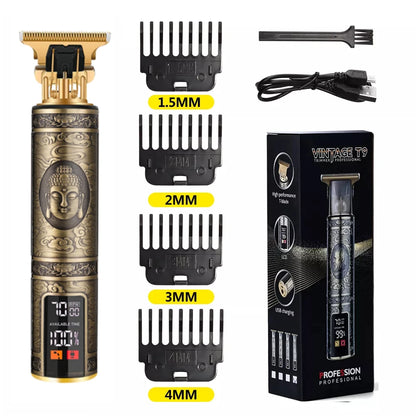 T9 Vintage Electric Hair Trimmer for Men – Rechargeable & Stylish