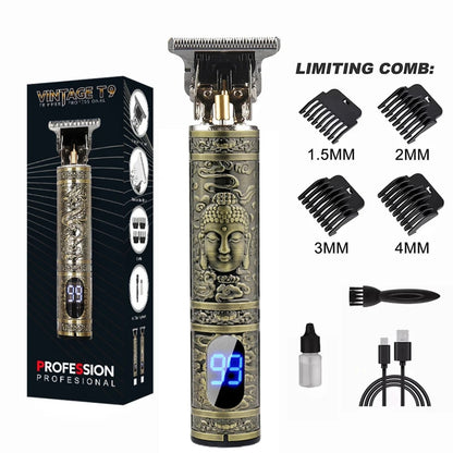 T9 Vintage Electric Hair Trimmer for Men – Rechargeable & Stylish