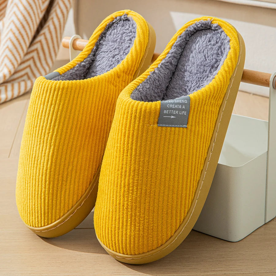 Non-Slip Plush Slippers, Warm for Winter