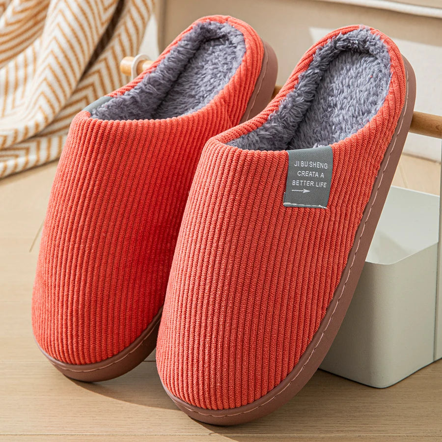 Non-Slip Plush Slippers, Warm for Winter