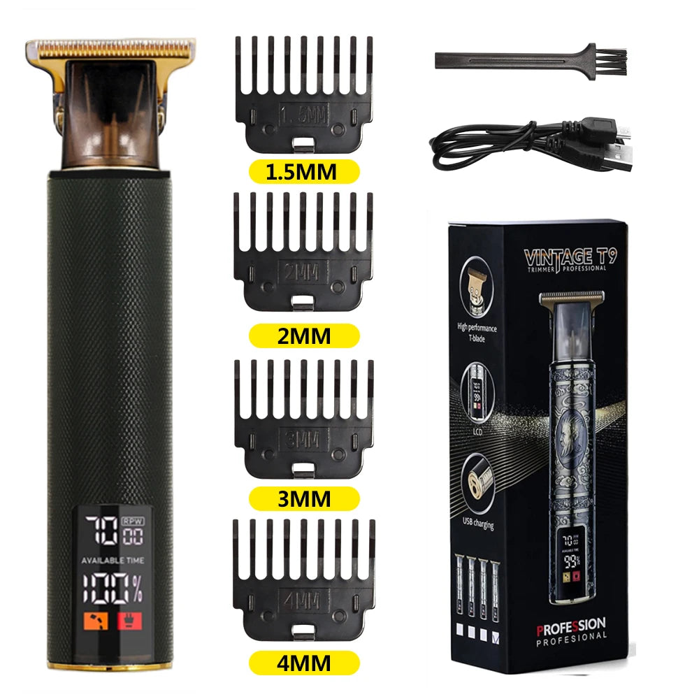 T9 Vintage Electric Hair Trimmer for Men – Rechargeable & Stylish