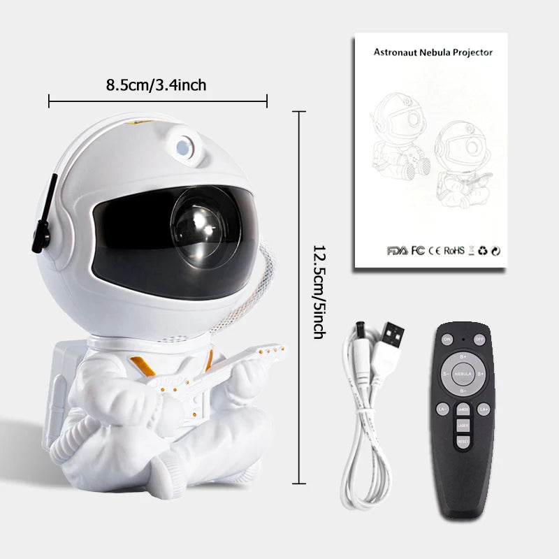 Astronaut Star Projector Night Light – USB Rechargeable & Remote Control